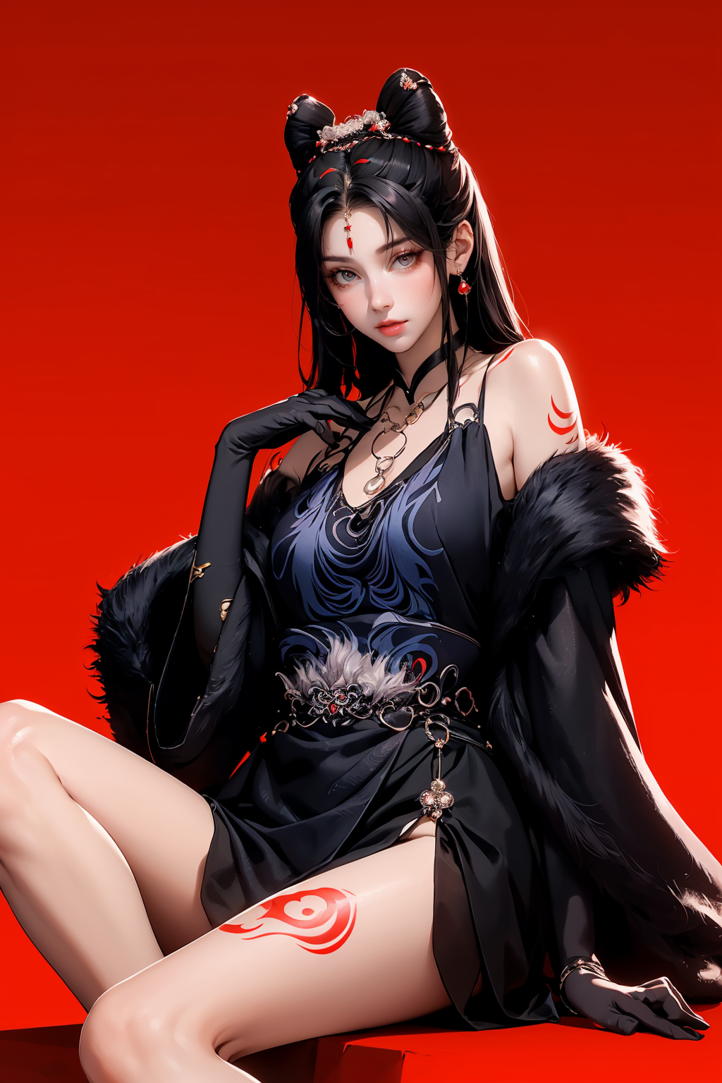 03434-1055530611-(masterpiece, best quality,masterpiece,illustration,),_red background,sitting,very long hair,sitting,__lora_xixingjie_0.8_,xixin.png